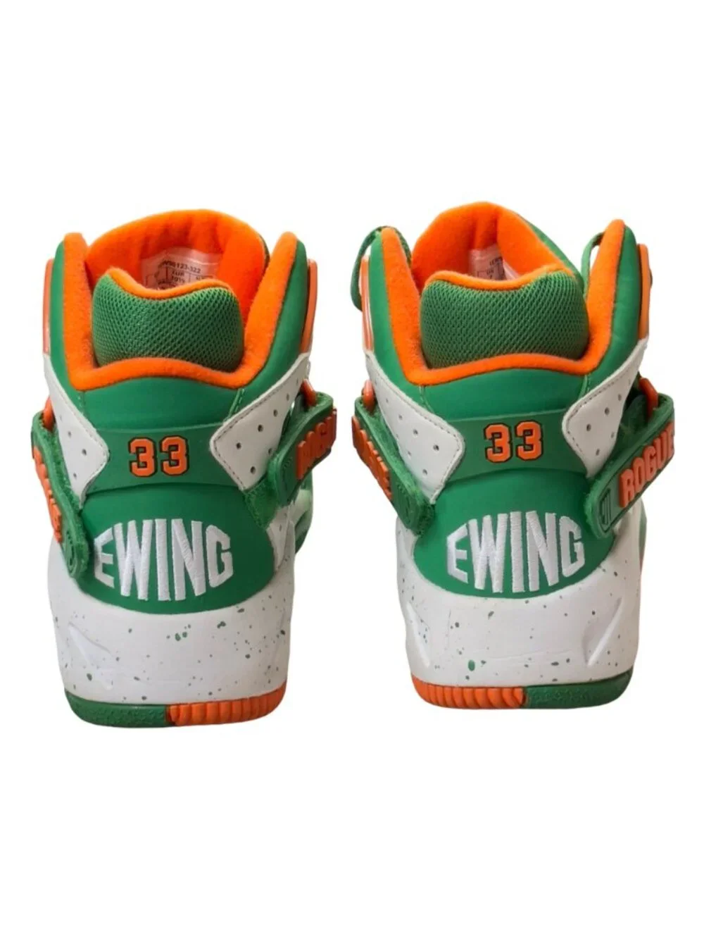 PATRICK EWING FOCUS Mens Shoes Green Orange Leather High-top Sneaker Basketball